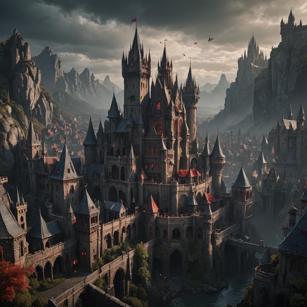 Detailed Matte Painting of Dracula in Deep Color