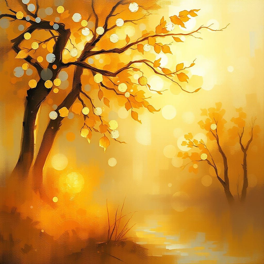 Ethereal Light in Golden Hues with Impressionistic Brushwork