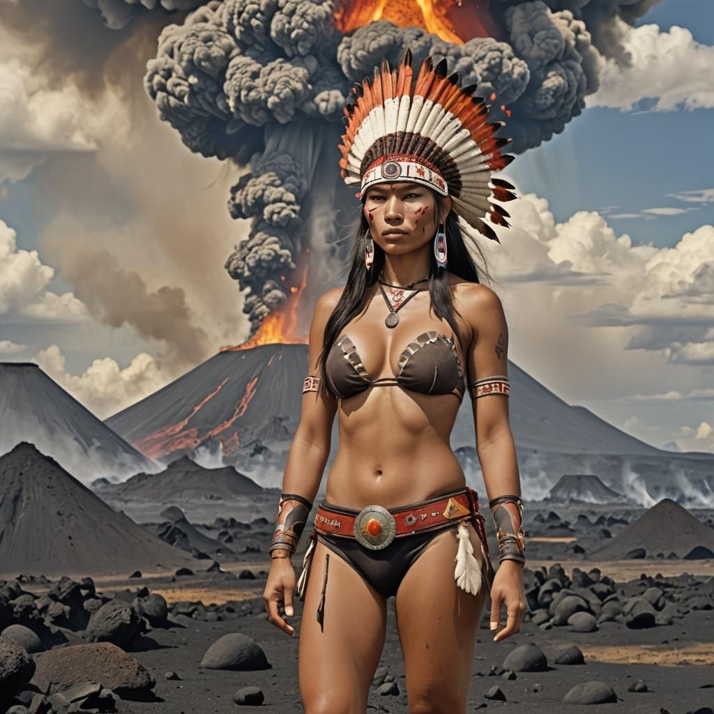 A young American indian warrior model