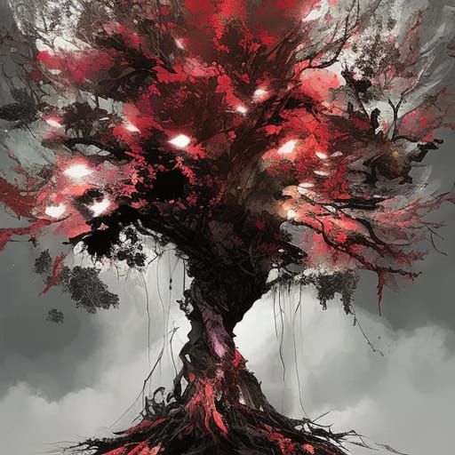 Celestial Tree Digital Art for Birthday Card