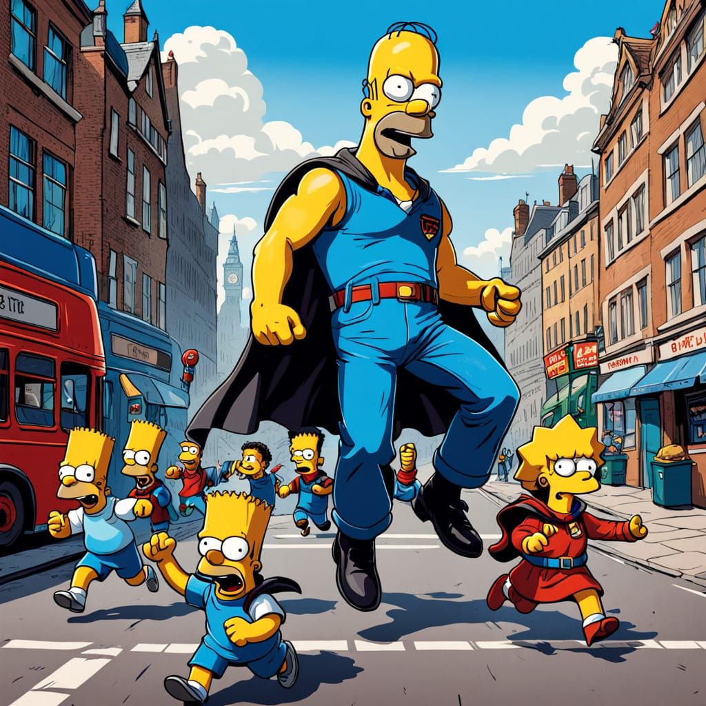 British Superhero Simpsons Family Unite on Big Ben