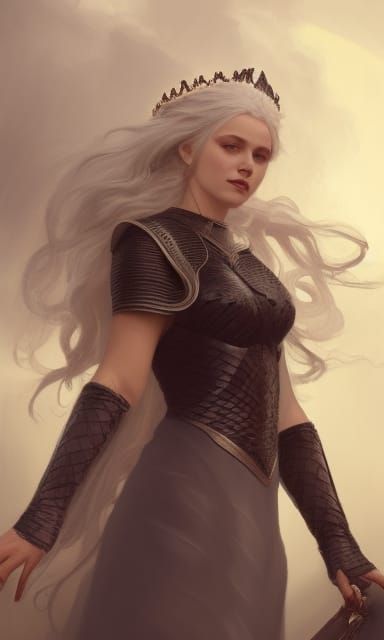 Rhaenyra Targaryen on Dragon, Hyperdetailed Portrait