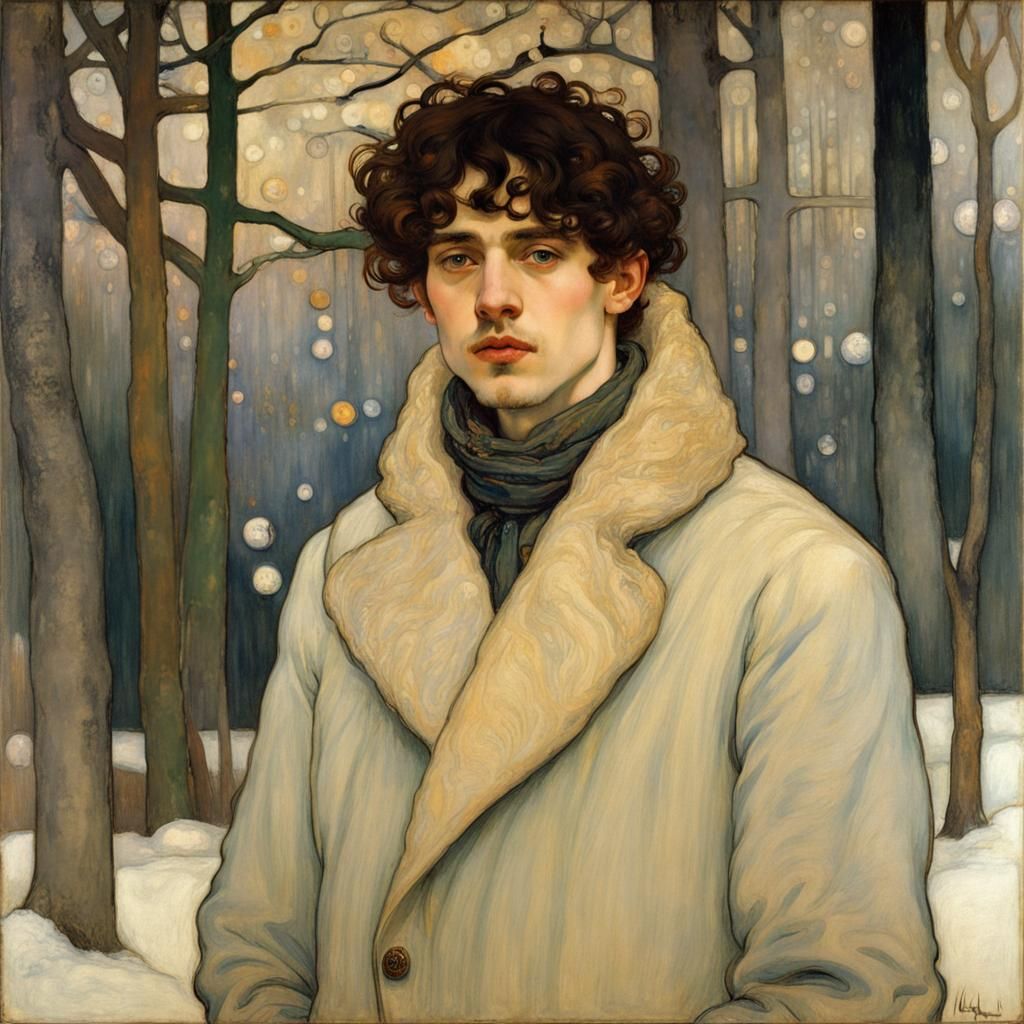 Young Man as Winter: Art Nouveau Portrait