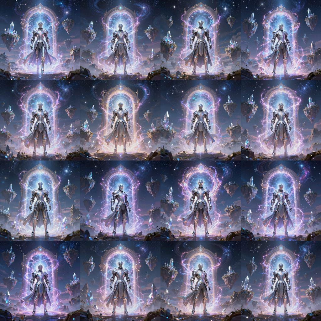 Celestial Knight Guards Dimensional Portal in Fantasy Concep...