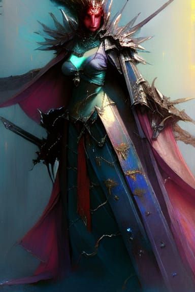 Interdimensional Ronin Queen in Neo-Feudal Anime Style