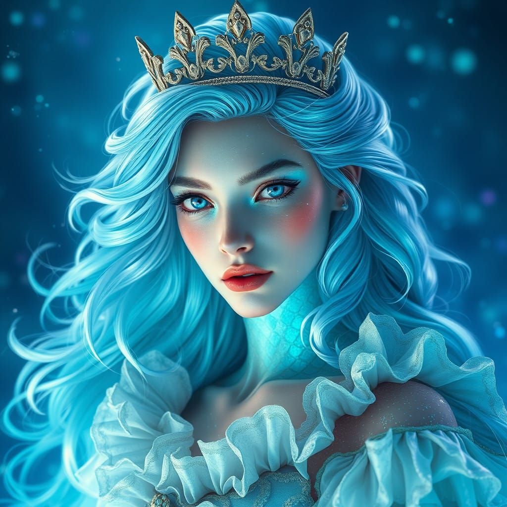 Hyper-Realistic Oceanic Prince with Iridescent Scales and Aq...