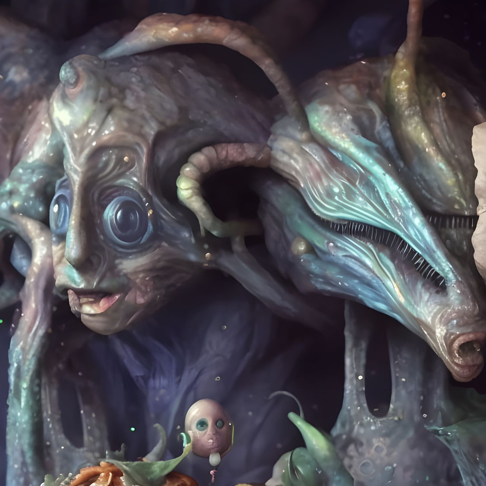 Hyperrealistic Alien Feast: Bizarre Foods in Futuristic Sett...