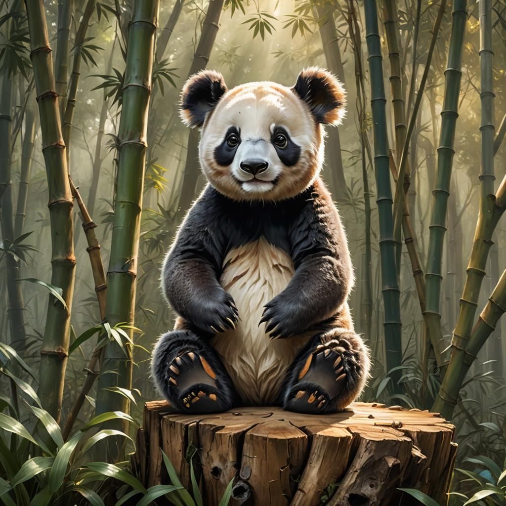 Realistic digital painting of a panda-koala hybrid, cute and...