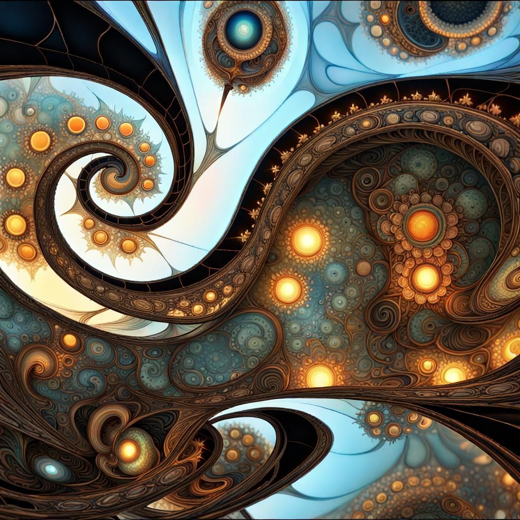 Abstract Fractal Mandelbulb Painting in Geometric Style