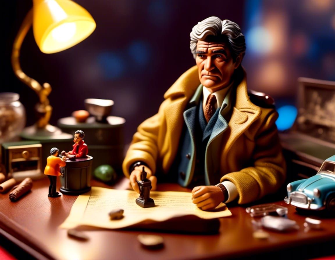Detective Columbo Action Figure in 1970s Style
