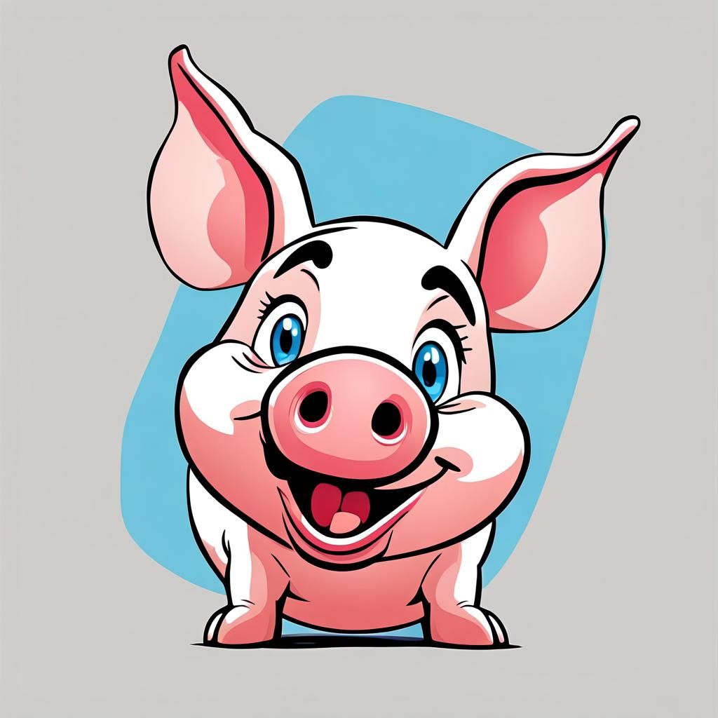 Adorable Piglet Face in Colorful Anime Style