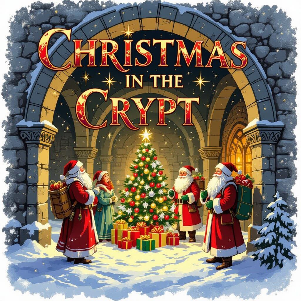 Christmas in the Crypt: A Spooky Holiday Scene