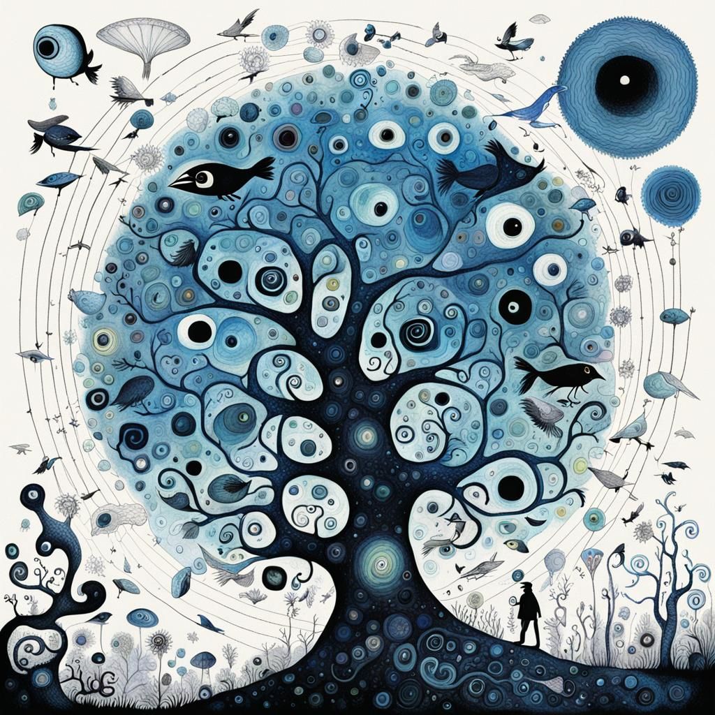 Psychedelic Tree of Life in Post-Impressionist Style