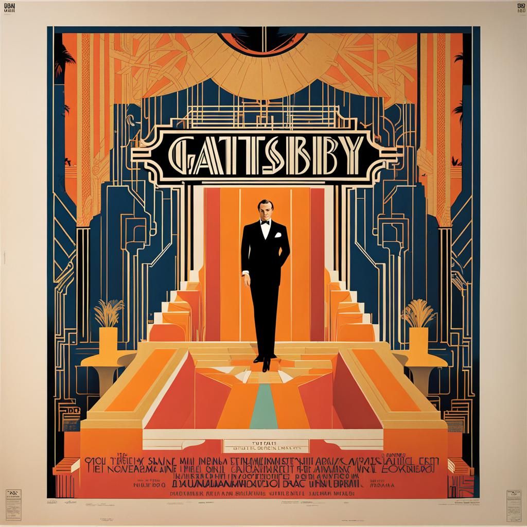Maximalist Great Gatsby Movie Poster in Art Deco Style