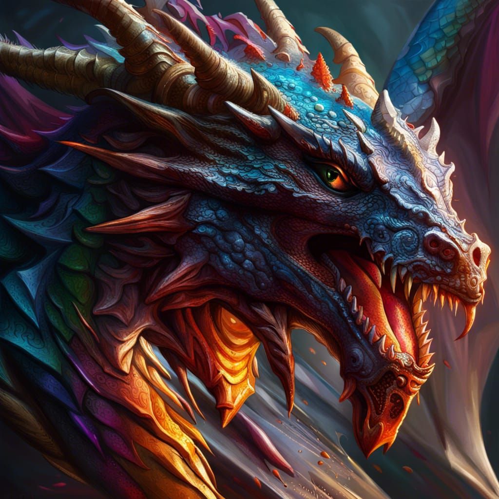 Dramatic Dragon Slayer Portrait in Splash Art Style