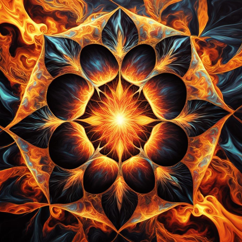 Surreal Diamond Pattern in Hellfire: Abstract Oil Painting