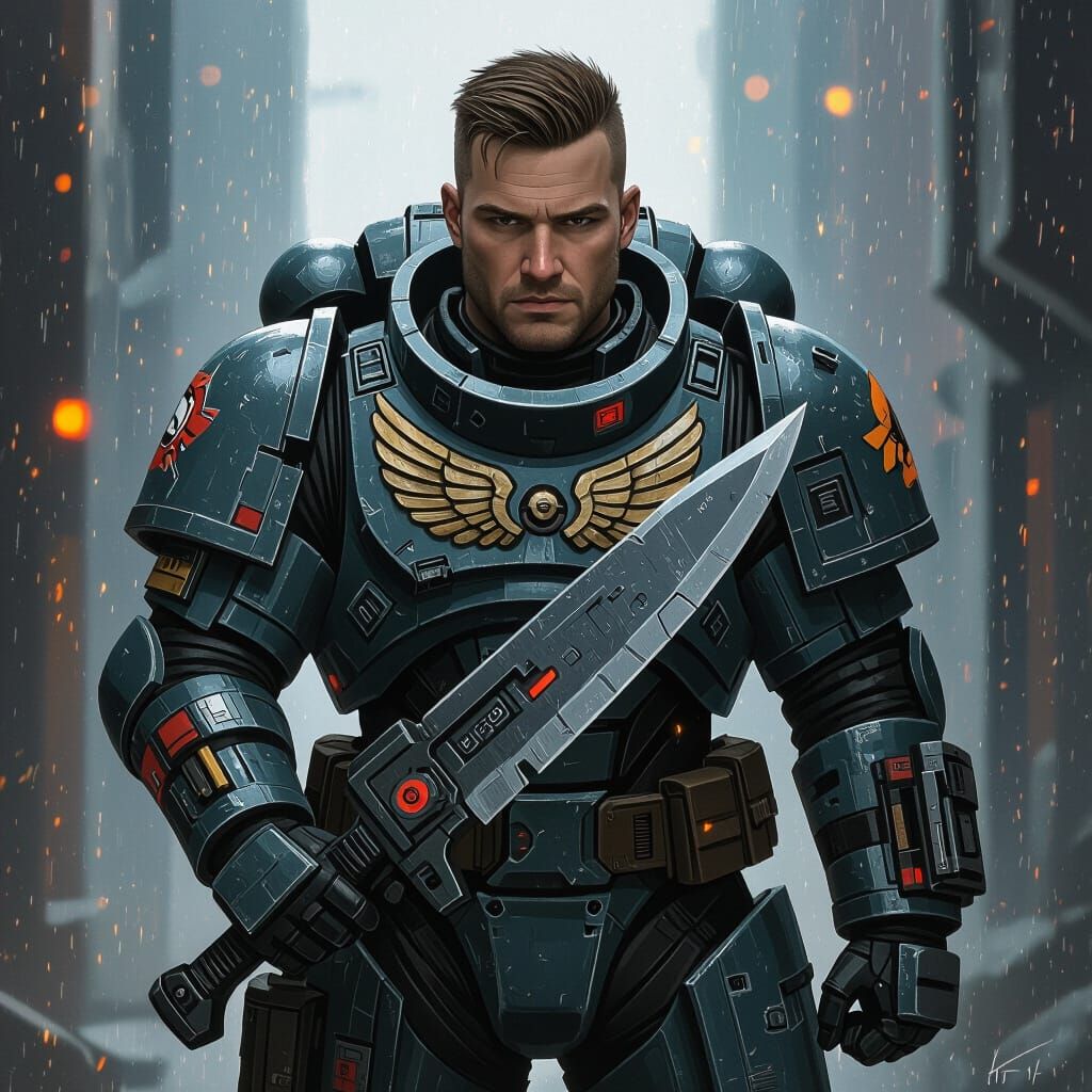 Space Marine Medic in Dystopian Future Style