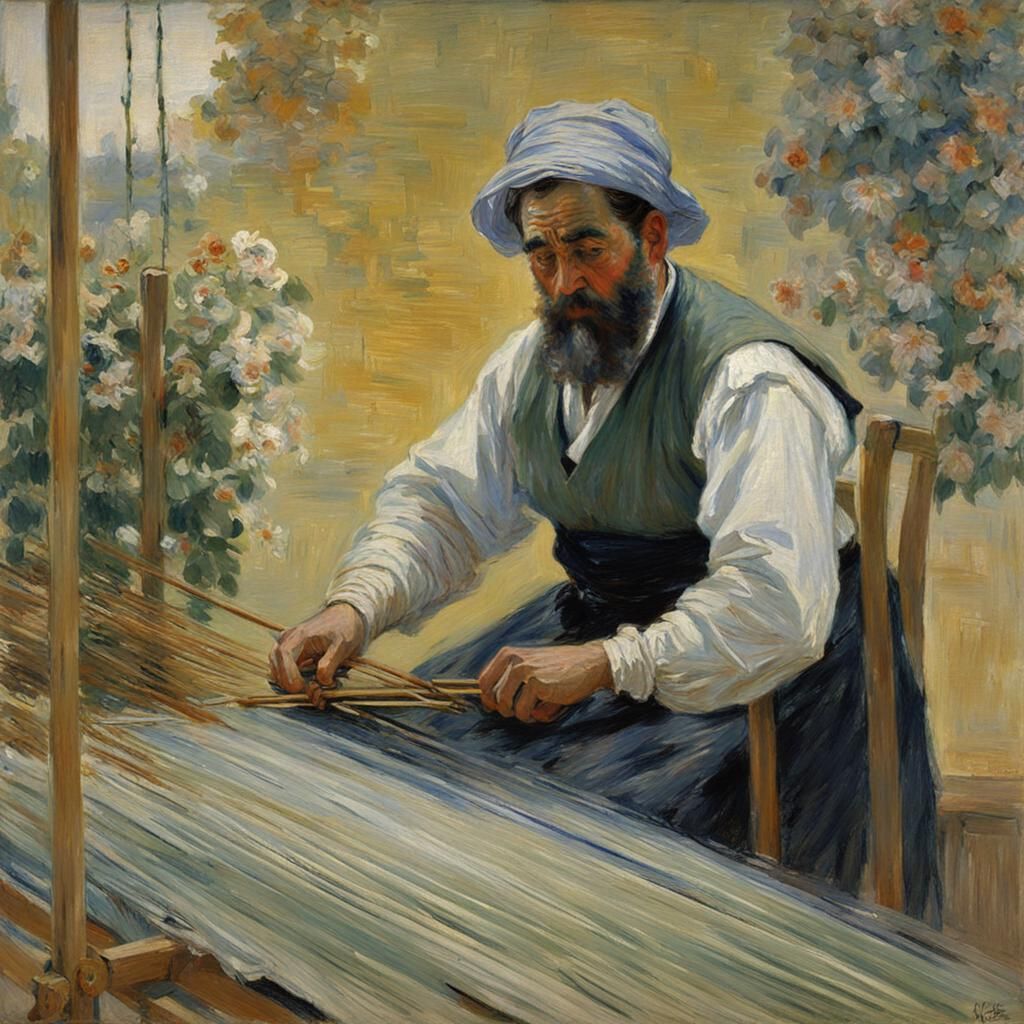 Impressionistic Portrait of a Cloth Weaver