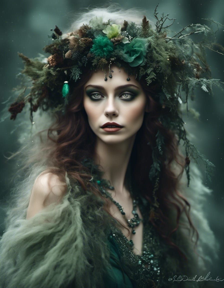 Forest Witch in Green Tones