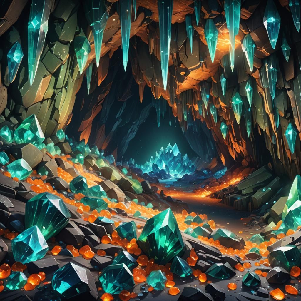Glowing Crystal Cavern in Fantasy Concept Art
