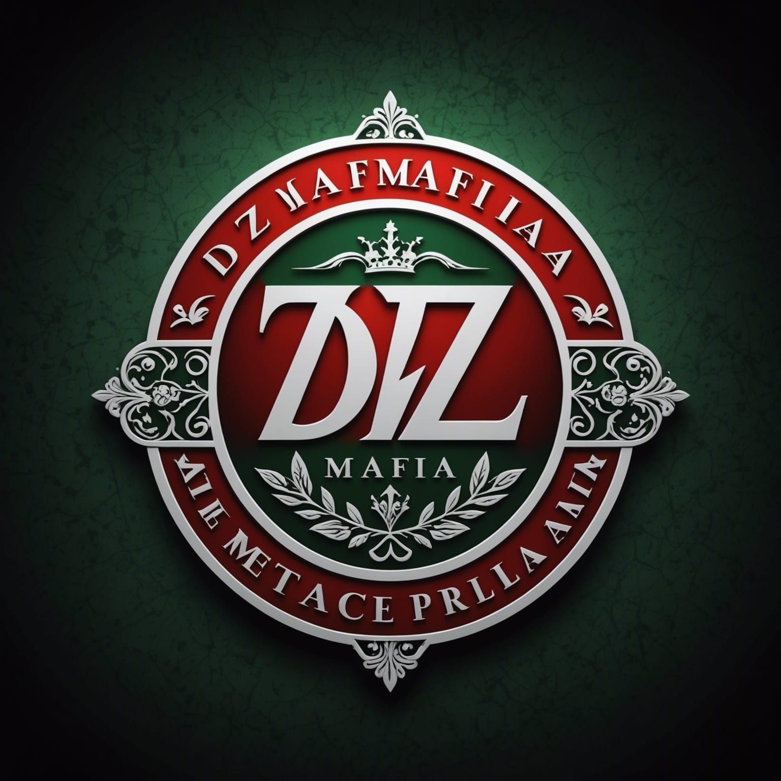 Hyperrealistic Logo DZ MAFIA in Green White Red