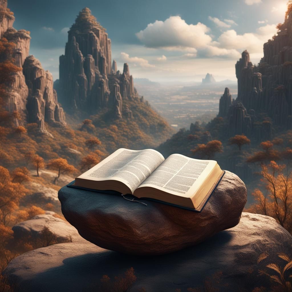 Bible Reading on a Rock: Detailed Matte Painting