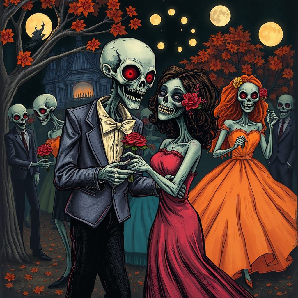 Undead Dancers at Zombie Prom Night in Autumn Gloomcore Styl...