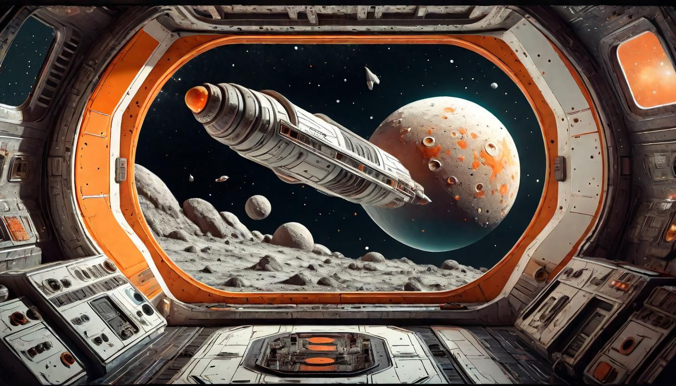 Retro-Futuristic Starship in Deep Space