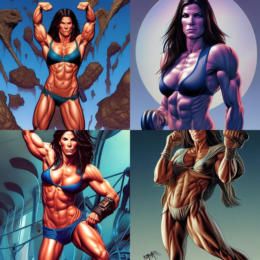 Muscular Woman in Comic Book Art Style