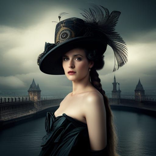 Victorian Woman in Epic Detailed Hat