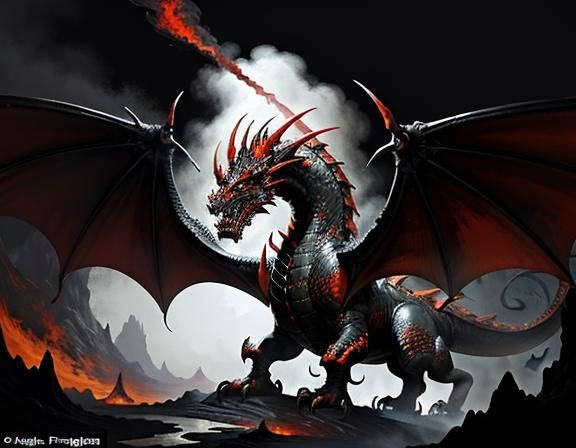 Fiery Dragon in Dynamic Fantasy Art Style