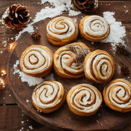 Warm Cinnamon Roll Cookies on a Cozy Winter Wonderland Table