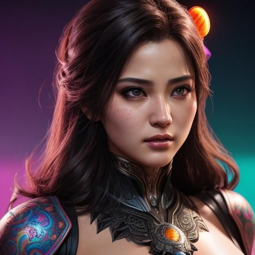 Hyperrealistic Portrait with Dramatic Lighting and Color