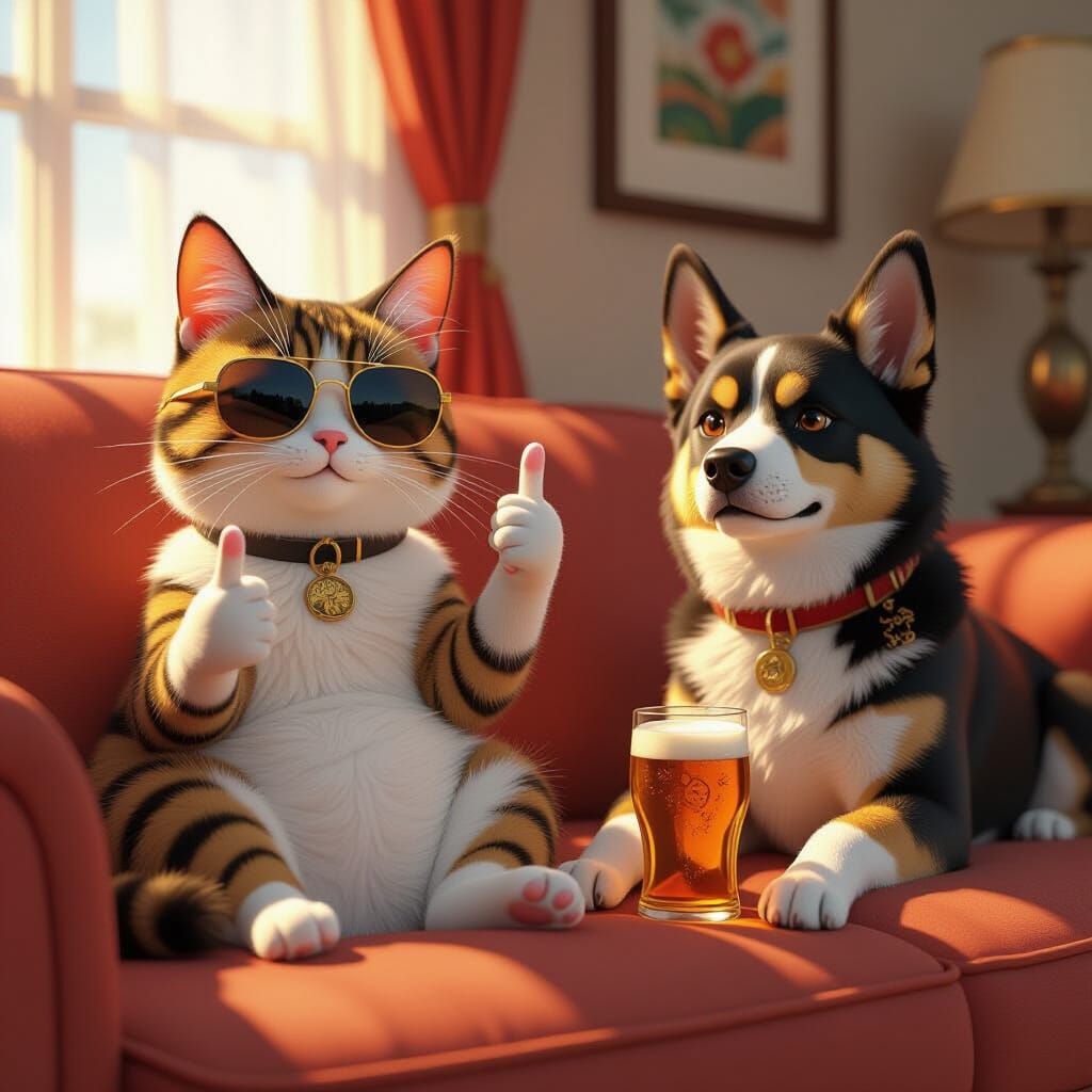 Humorous Anime Cat Gives Middle Finger to Dog