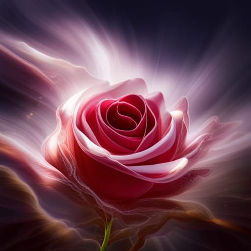 Dark Red and White Rose with Golden Streaks