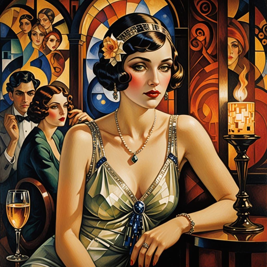 Flapper Goddess in Art Deco Splendor
