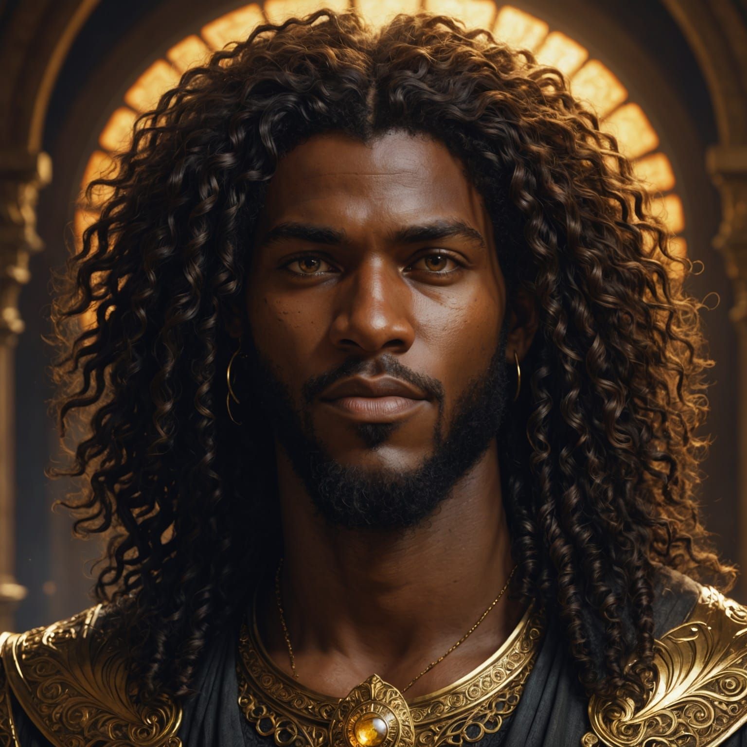 Fantasy Portrait of Young Man with Golden Eyes