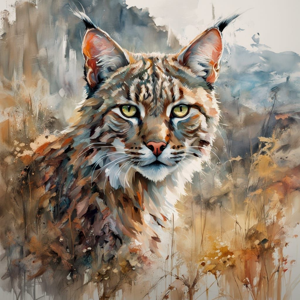 Bobcat in Foothills: Wildlife Photography Meets Impressionis...