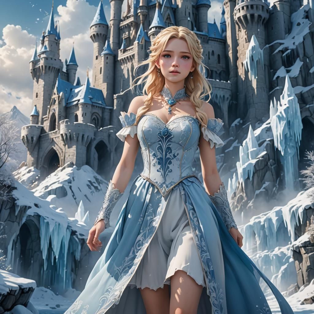 Anime Lady in Ice Castle Key Visual