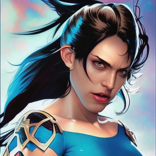 Detailed Dark Fantasy Female Superhero Concept Art