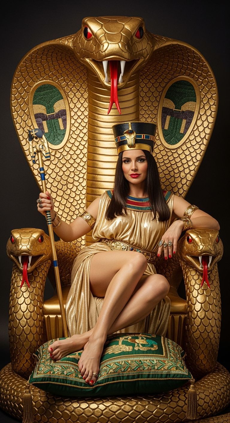 Egyptian Queen on Gold Throne: Professional Photography