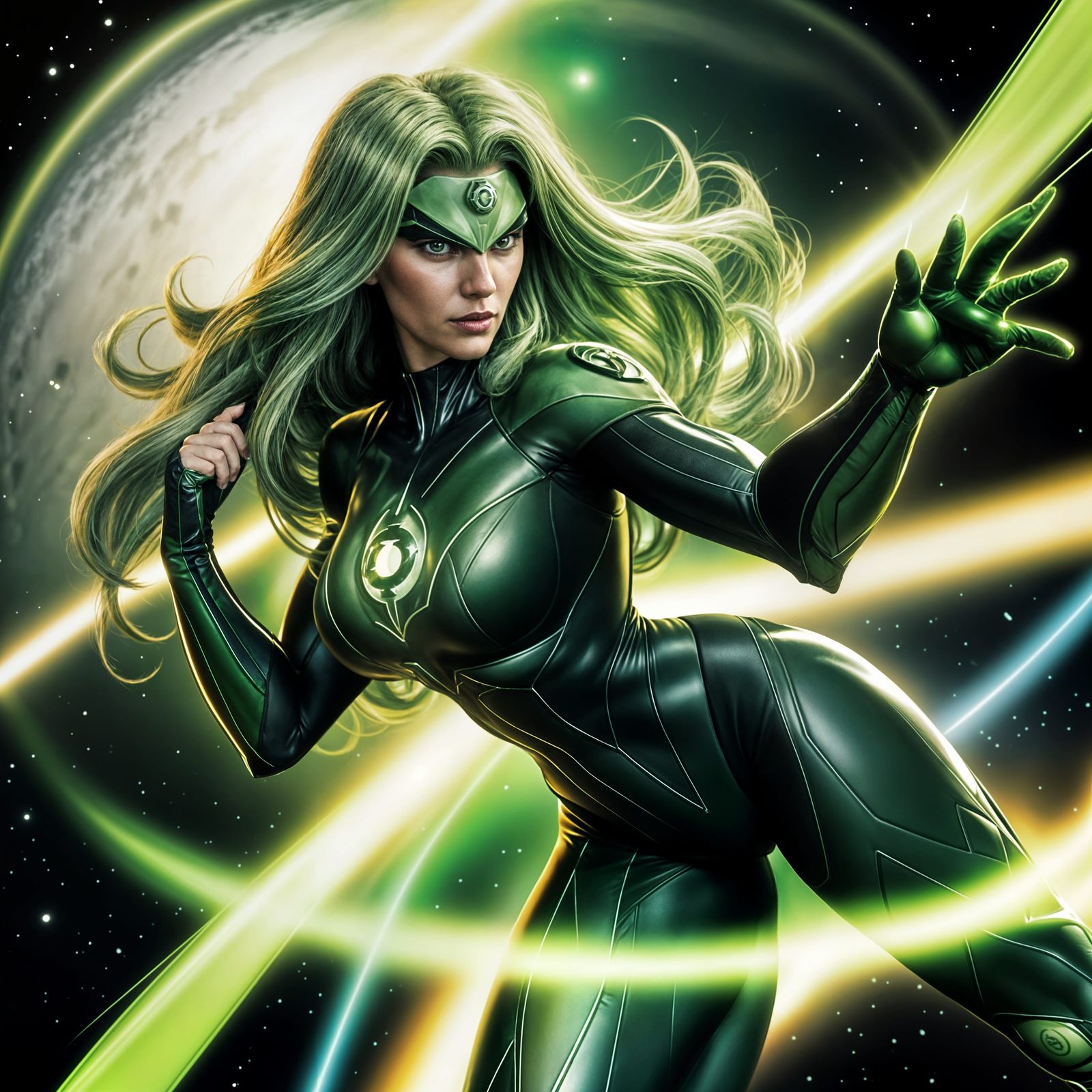 Green Lantern Superheroine in Tight Bodysuit