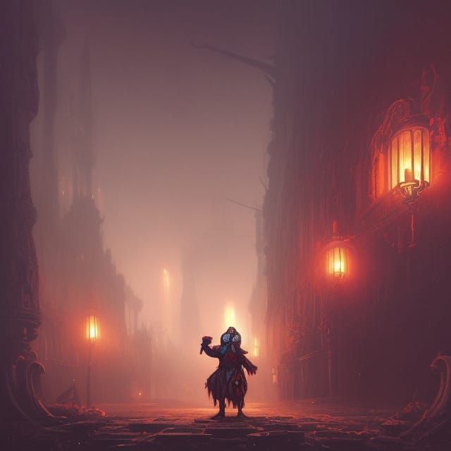 Detailed Medieval Clown in Dark Fantasy Style