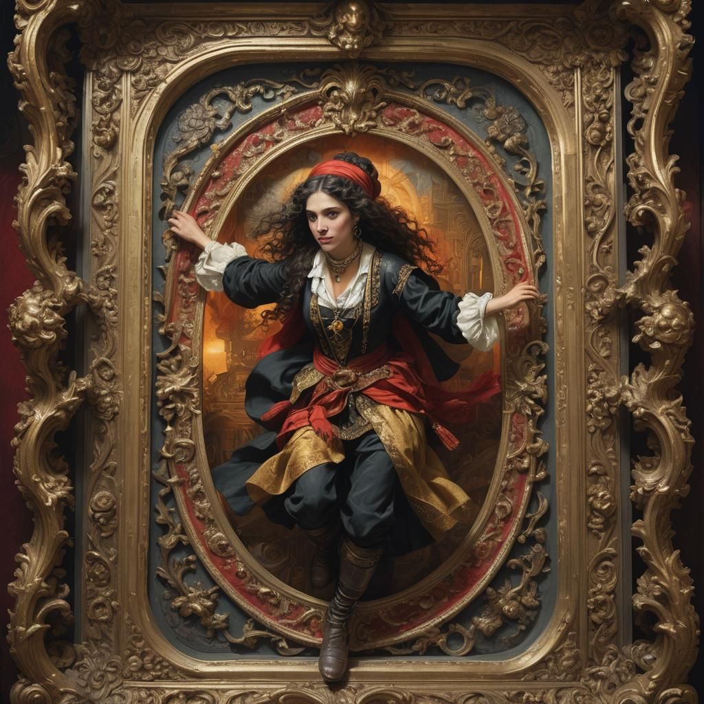 Bosnian Woman Emerging from Painting in Oil Portrait