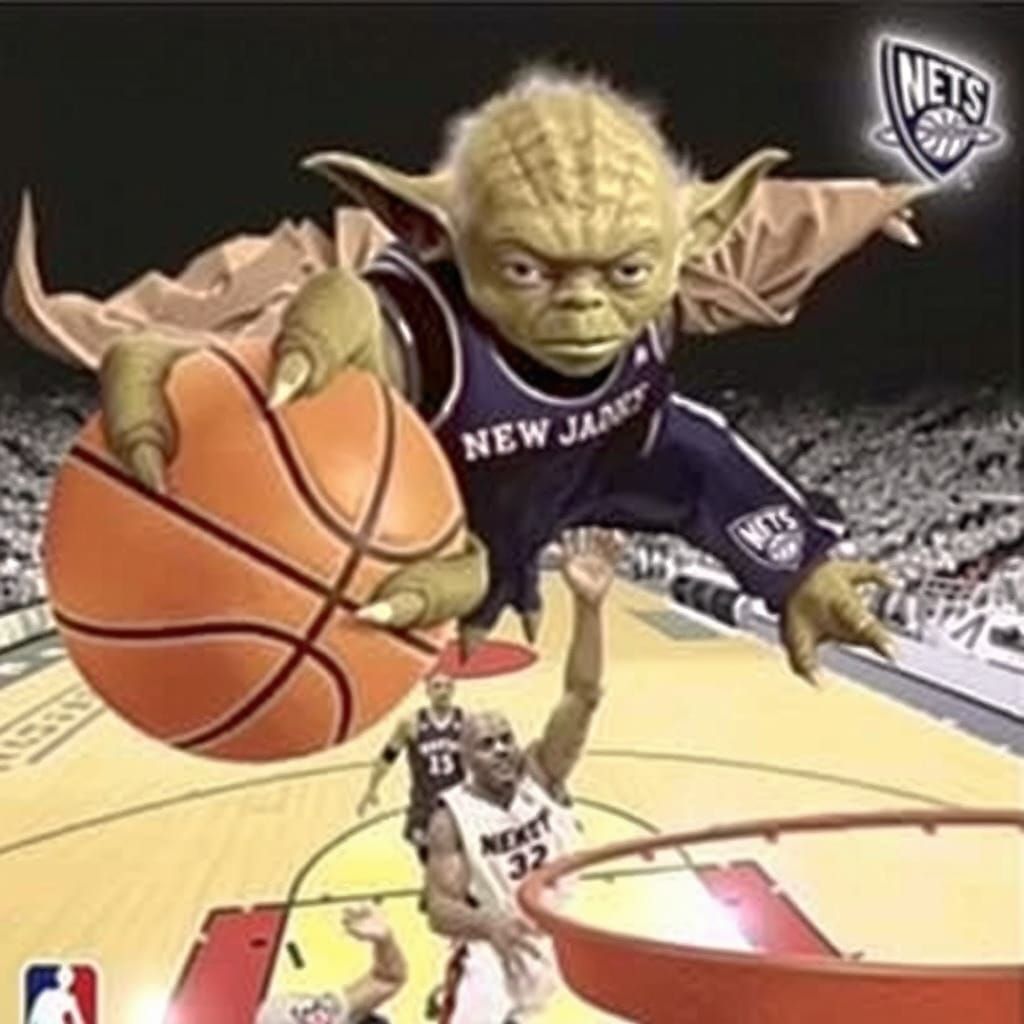 Yoda Plays Basketball: Futuristic Concept Art