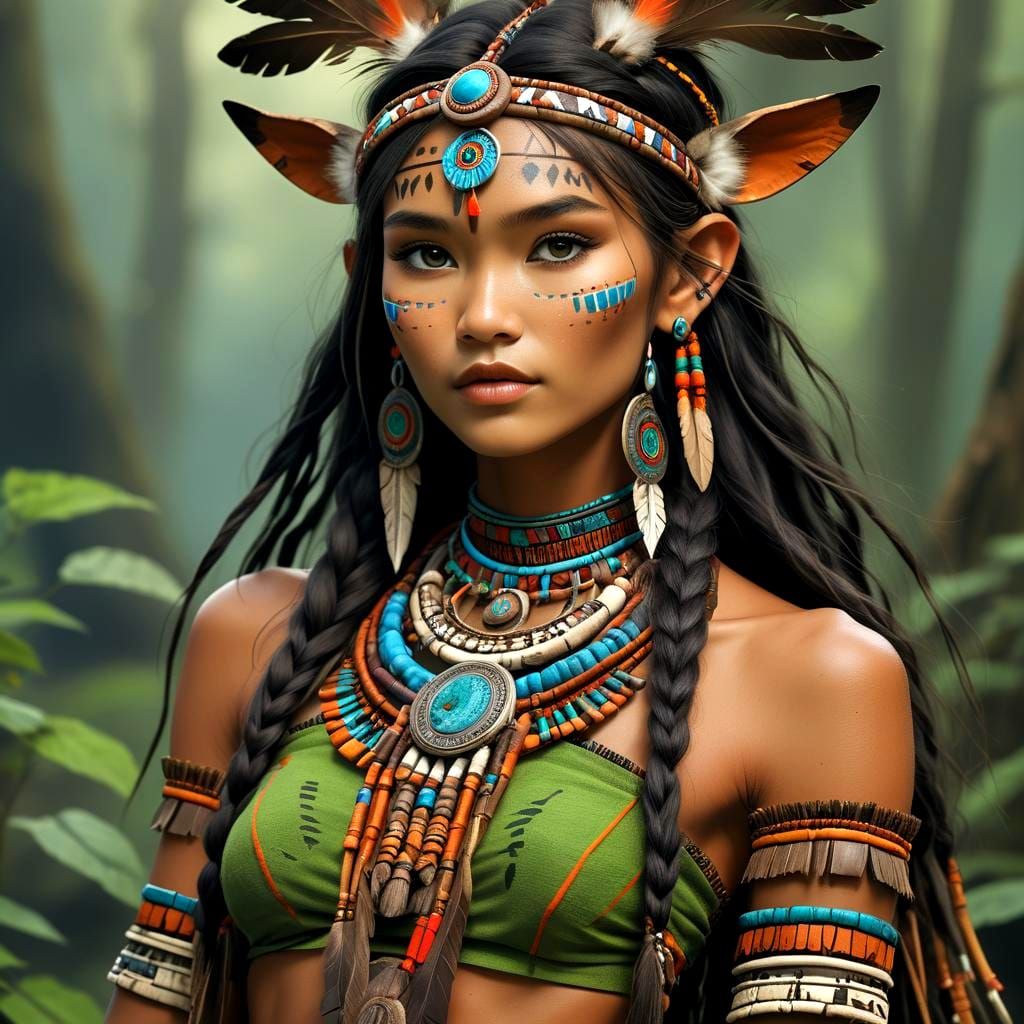 Elegant Tribal Princess: AI-Generated Beauty