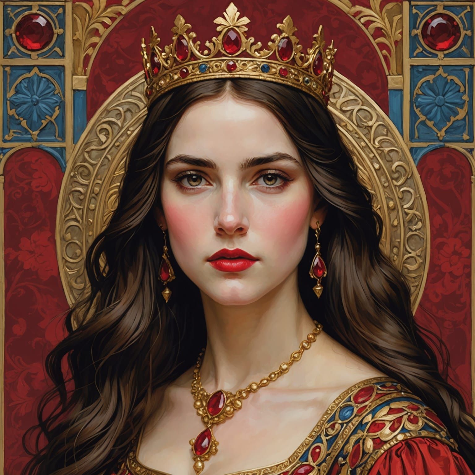 Medieval Princess Portrait in Waterhouse Style