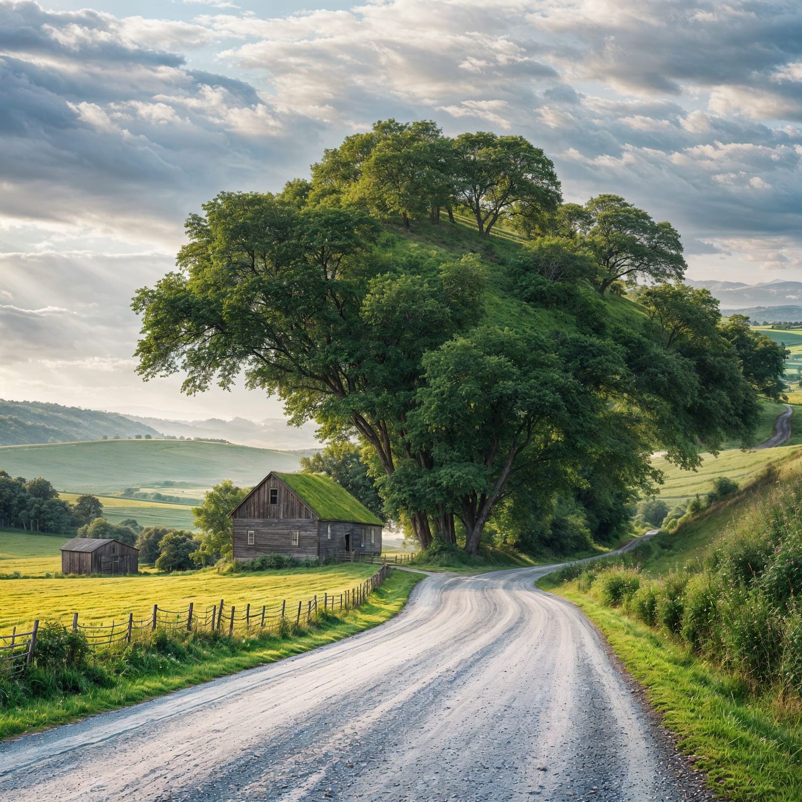 Serene Countryside Road at Golden Hour