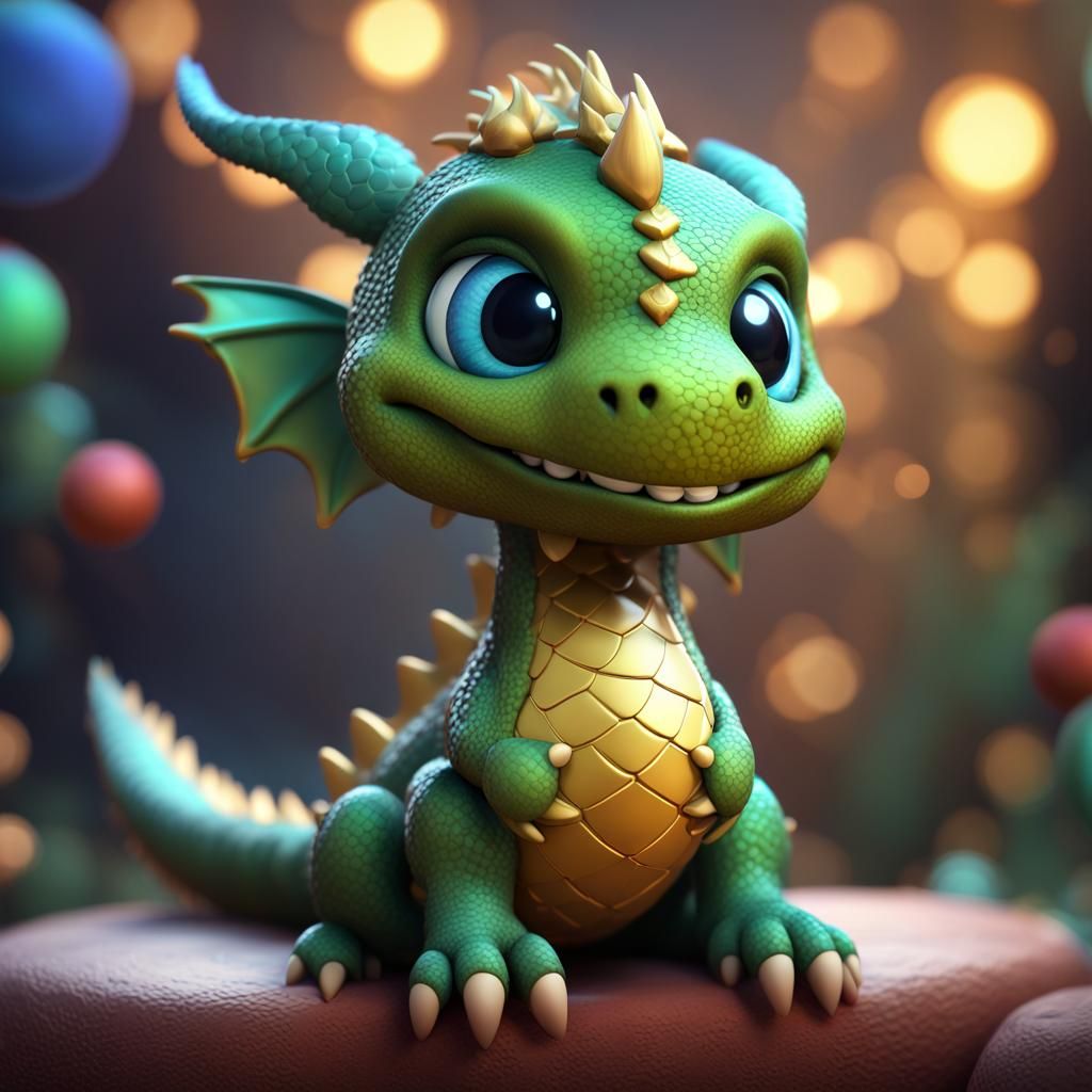 Cute Dragon with New Year Headband in 8K
