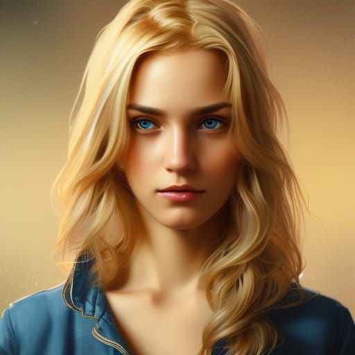 Attractive Blonde Girl Portrait in Pizza Parlor